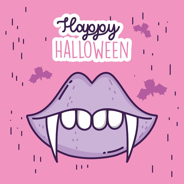 Feliz celebración de halloween boca dientes drácula