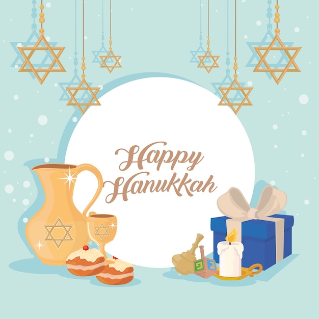 Feliz celebración de letras de hanukkah