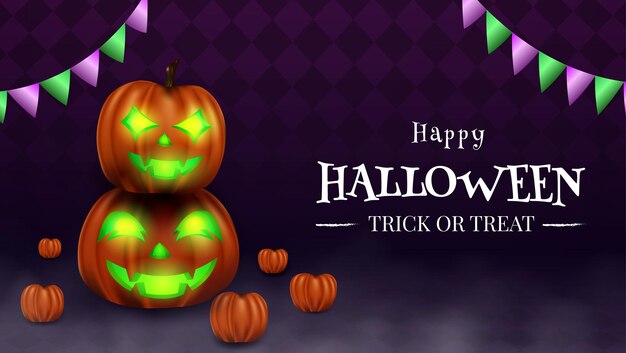 Feliz celebración navideña de Halloween con decoración de calabaza Adecuado para tarjeta de felicitación Banner