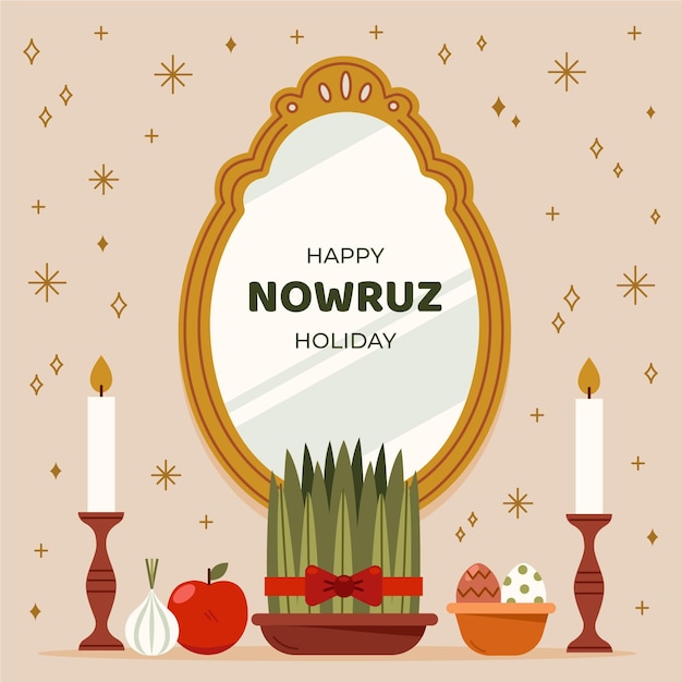 Feliz celebración de nowruz plana