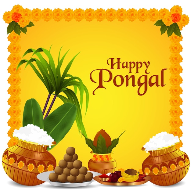 Feliz celebración de saludos pongal