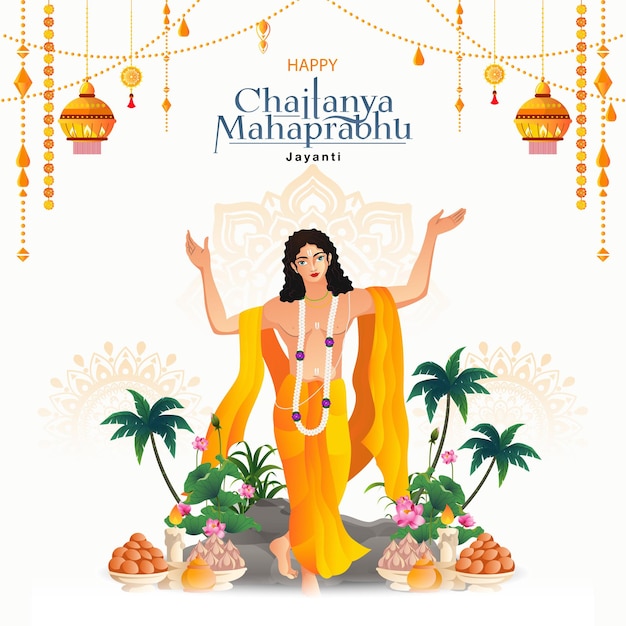 feliz Chaitanya Mahaprabhu Jayanti el fondo