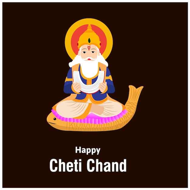 Feliz cheti chand jayanti jhulelal jayanti señor cheti chand vector ilustración