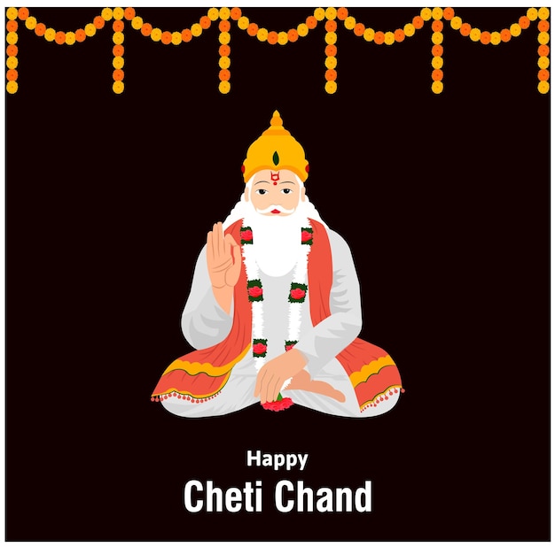 Feliz Cheti Chand Jayanti Jhulelal Jayanti Señor Cheti Chand Vector Ilustración