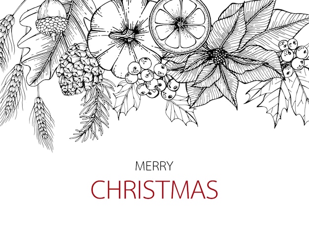 Feliz christmas'day backgroungs con la línea de dibujo de arte ilustración.