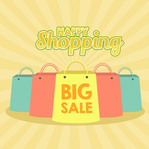 feliz, compras, ilustración
