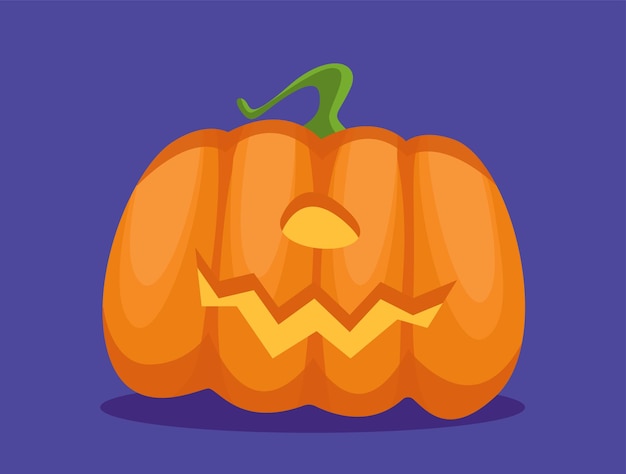 Vector feliz concepto de calabaza de halloween monstruo personaje espeluznante y extraño cuento de hadas y diseño de plantilla de fantasía y maqueta ilustración de vector plano de dibujos animados aislado sobre fondo azul