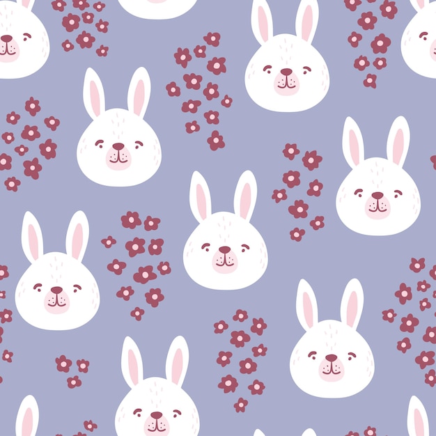 Feliz conejito de pascua vector de patrones sin fisuras fondo de primavera con conejos o liebres para textil