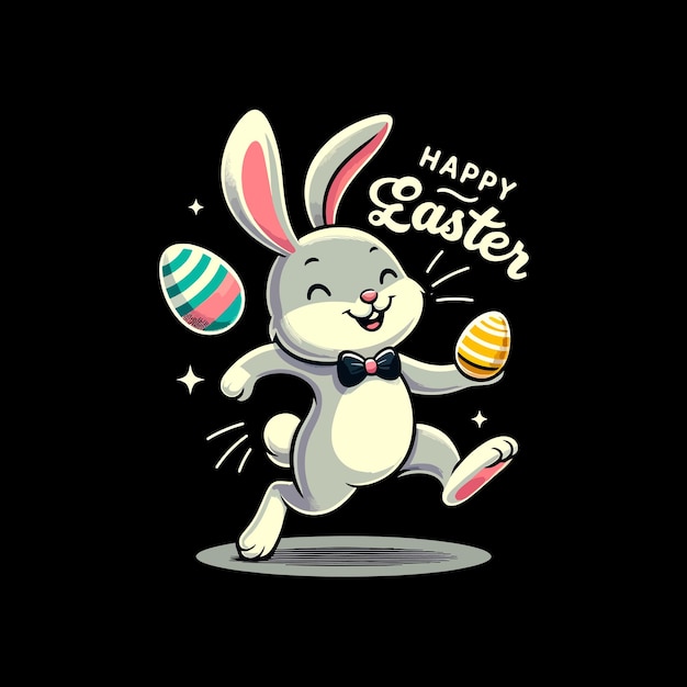 Feliz conejo bailarín Feliz Pascua
