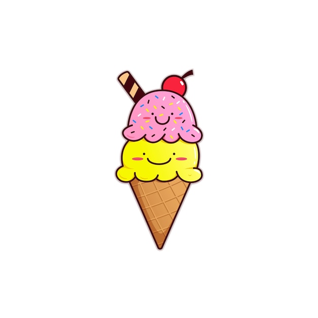 Feliz cono de helado amarillo y rosado