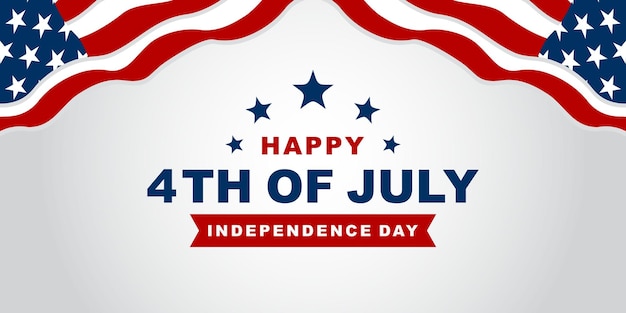 Feliz cuarta fiesta de julio en la tarjeta de felicitación del día de la independencia de los estados unidos ilustración vectorial