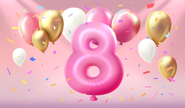 Feliz cumpleaños años aniversario de la persona cumpleaños globo números Ocho del año