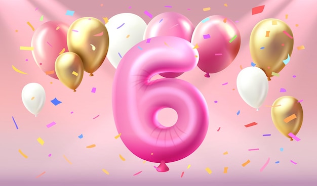 Feliz cumpleaños años aniversario de la persona globo de cumpleaños números seis del año