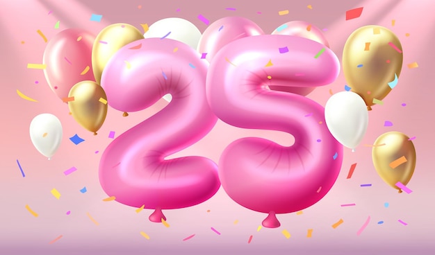 Feliz cumpleaños años aniversario de la persona globo de cumpleaños números veinticinco del año