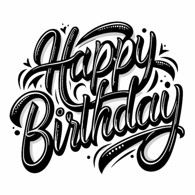 Feliz cumpleaños caligrafía con un efecto sombra