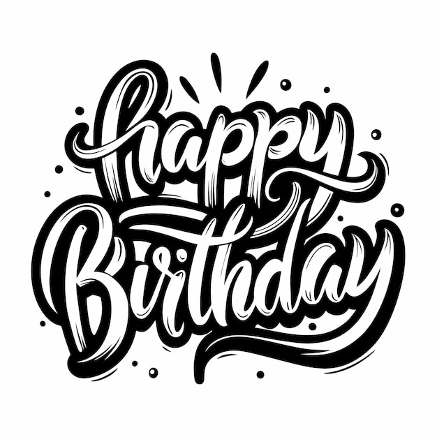 Feliz cumpleaños caligrafía con puntos decorativos