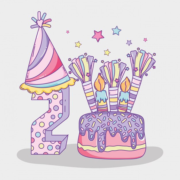 Feliz cumpleaños celebra dos años con tarta.