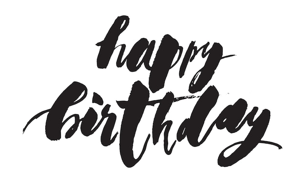 Feliz cumpleaños cepillo real logotipo de caligrafía moderna