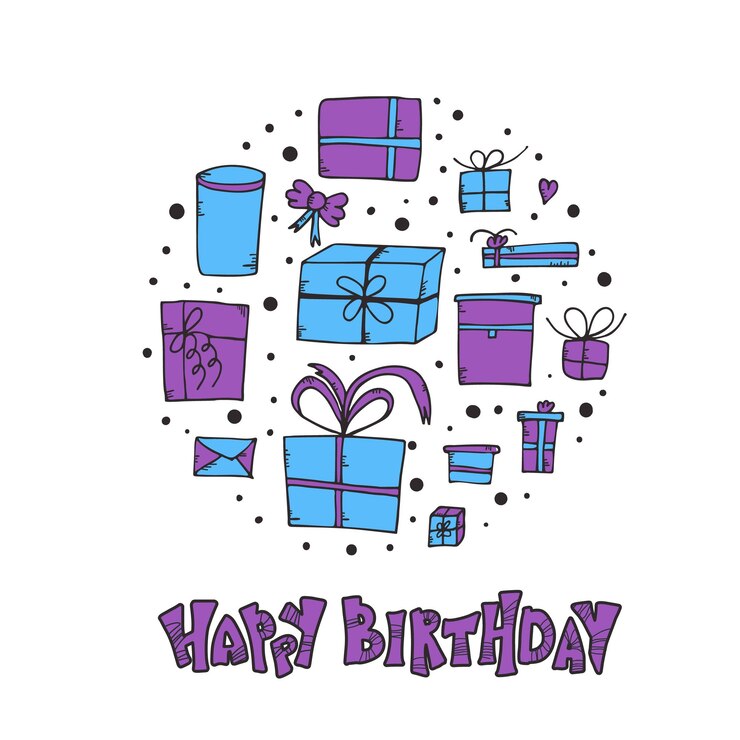 Vector feliz cumpleaños cita dibujada a mano ilustración vectorial