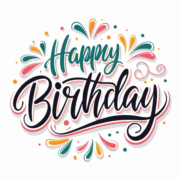 Feliz cumpleaños con coloridos diseños festivos