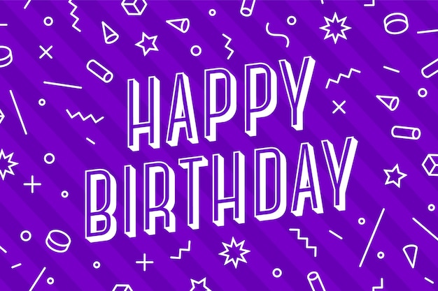 Feliz cumpleaños. concepto de tarjeta de felicitación, pancarta, póster y etiqueta, estilo geométrico con texto happy holiday. tarjeta de feliz aniversario, tarjeta de invitación para cumpleaños.