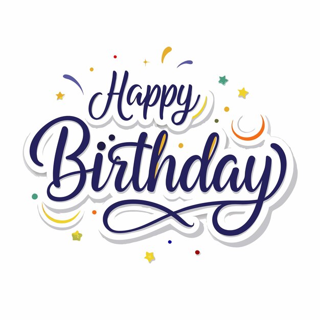 Feliz cumpleaños con confeti de colores y estrellas