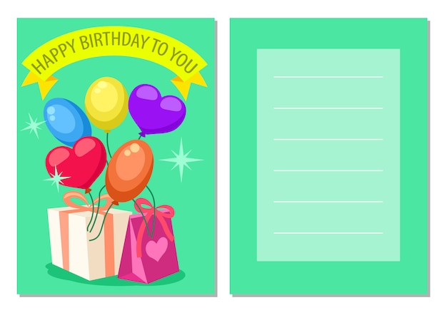 Vector feliz cumpleaños conjunto de postales para niños