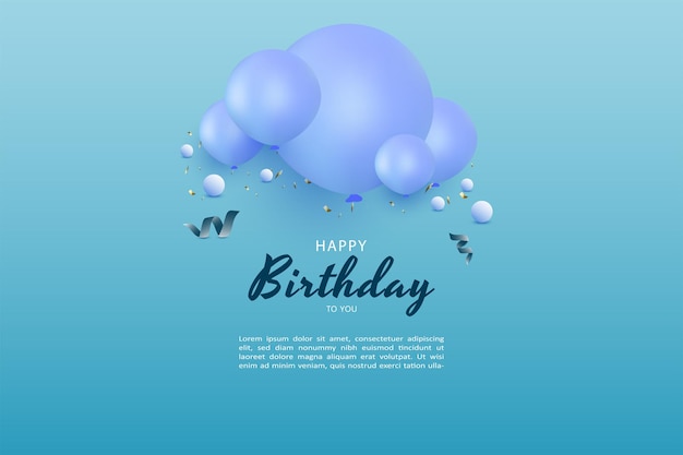 feliz cumpleaños con decoración de globos y bolita en la escritura
