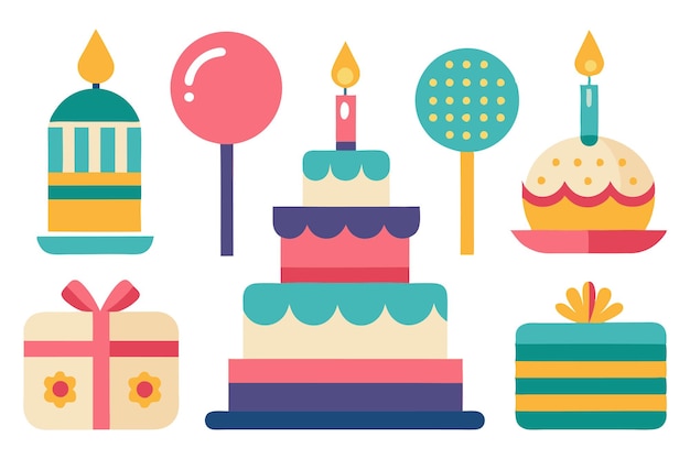 Feliz cumpleaños deliciosa ilustración vectorial de pastel en un fondo blanco