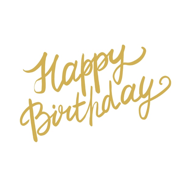 Feliz cumpleaños diseño de fuente dorada escrita a mano