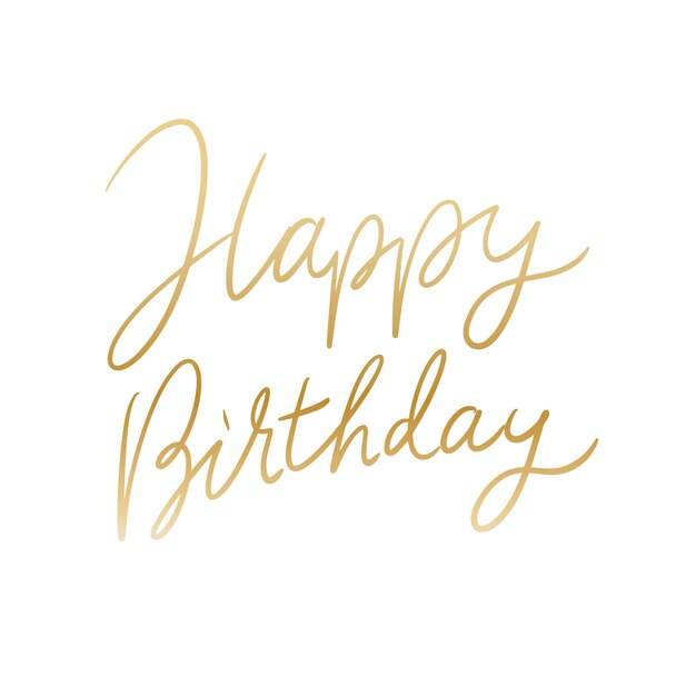 Feliz cumpleaños diseño de fuente dorada escrita a mano