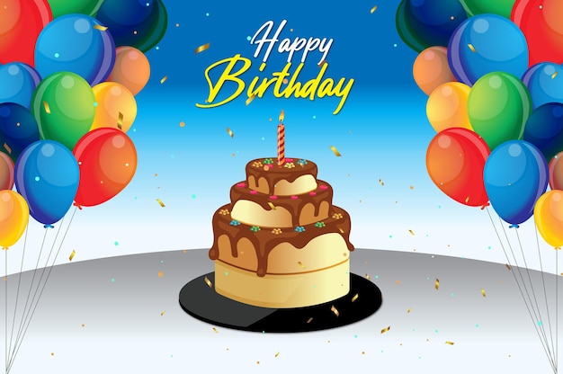 feliz cumpleaños diseño pastel de globo