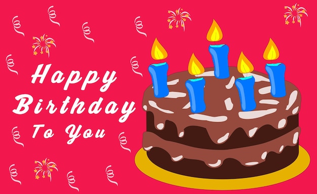 Feliz cumpleaños diseño vectorial de tipografía para tarjetas de felicitación y cartel con confeti de globo y gif