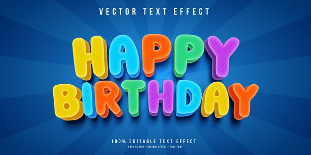 Feliz cumpleaños efecto de texto editable