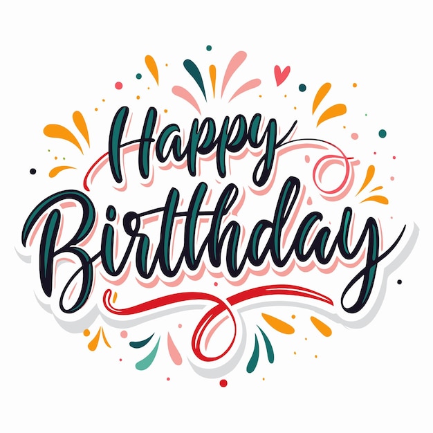 Feliz cumpleaños con elementos gráficos coloridos