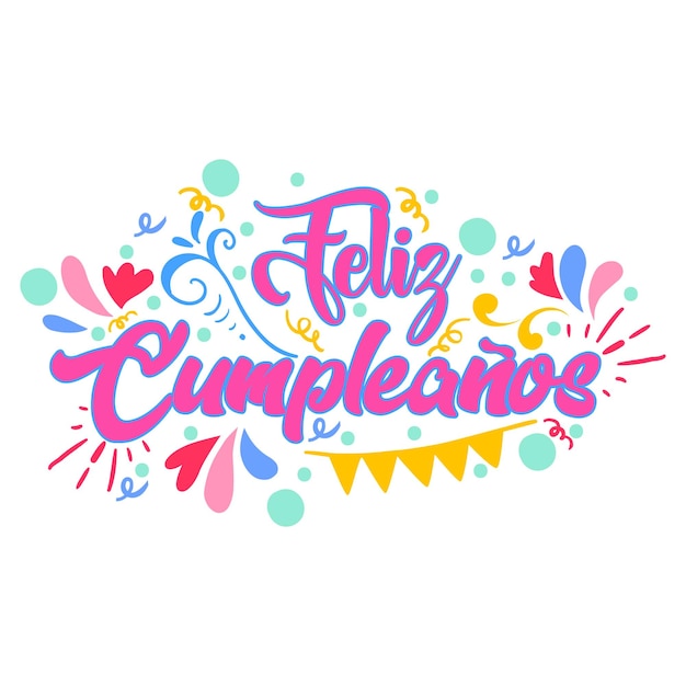 feliz cumpleaños, en, español, letras, vector