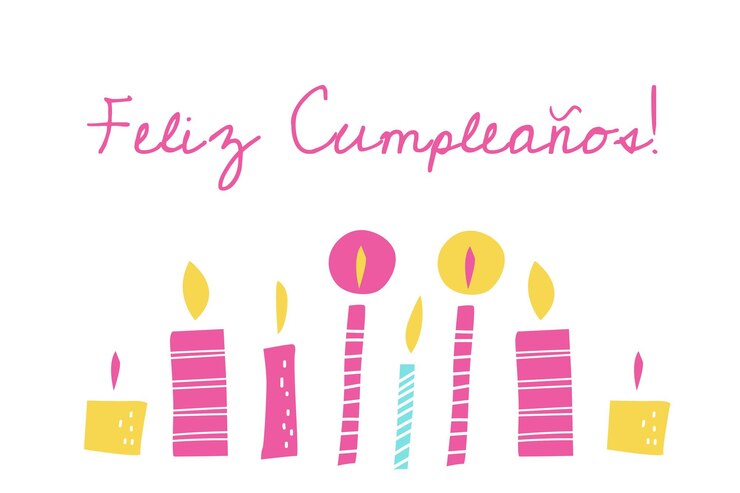 Vector feliz cumpleaños en español. tarjeta de felicitación de cumpleaños