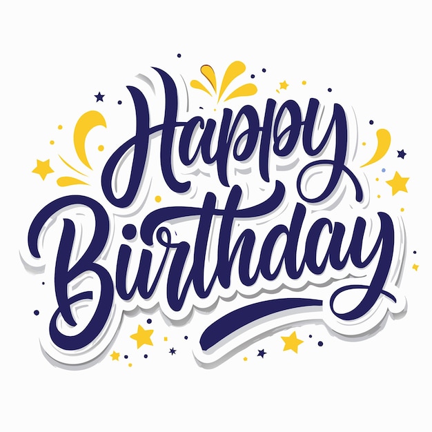 Feliz cumpleaños con estrellas y confeti