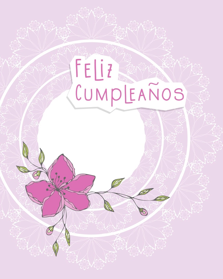 Vector feliz cumpleanos feliz cumpleaños, escrito en español, collage vintage de postal.