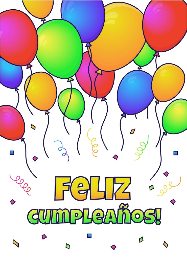 Vector ¡feliz cumpleaños! feliz cumpleaños en español tarjeta de felicitación brillante juego de tarjetas alegres