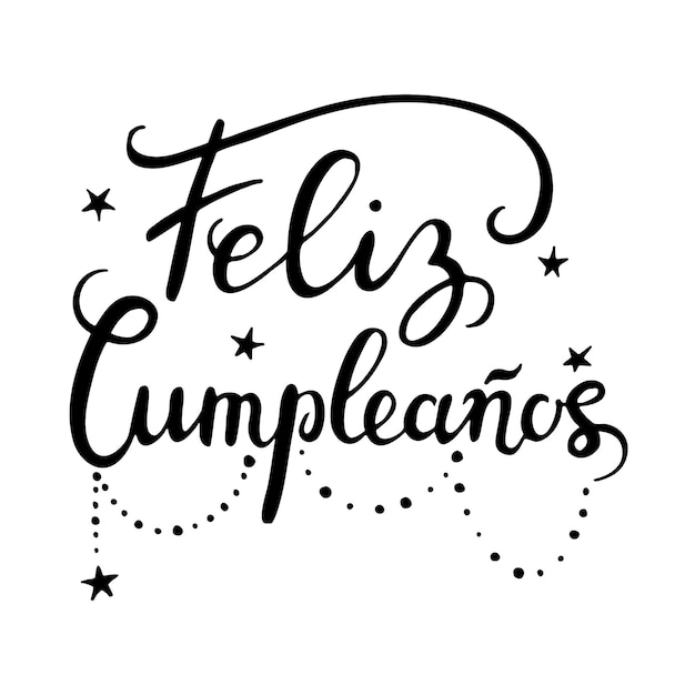 Feliz Cumpleanos feliz cumpleaños en idioma español dibujo a mano letras vector doodle ilustración