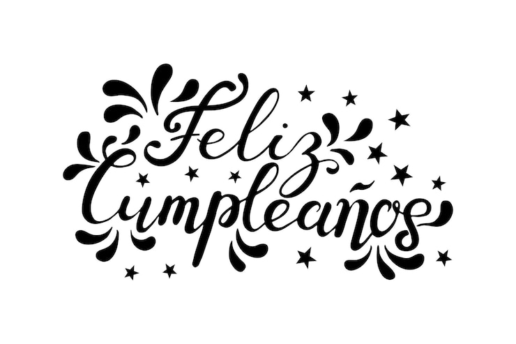 Vector feliz cumpleanos feliz cumpleaños en idioma español vector doodle ilustración
