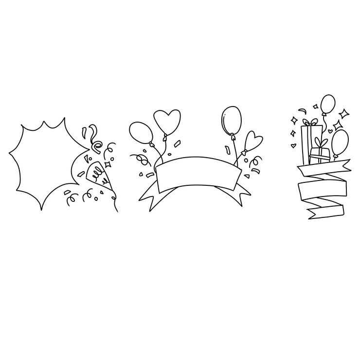 Vector feliz cumpleaños fiesta dibujado a mano doodle ilustraciones vector conjunto