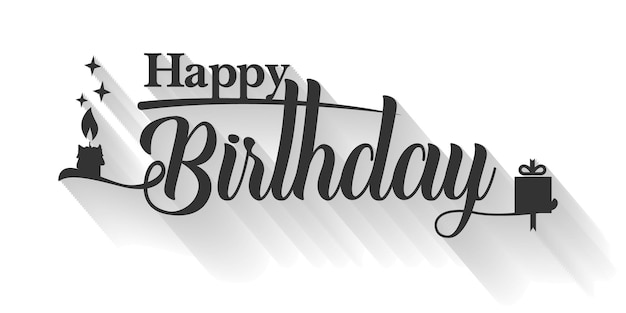 Feliz cumpleaños fondo blanco letras texto de tarjeta de vector de caligrafía