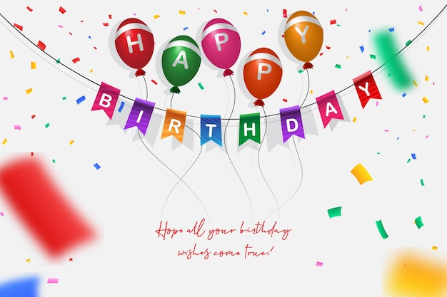 Feliz cumpleaños fondo sorpresa con fondos de globos de colores