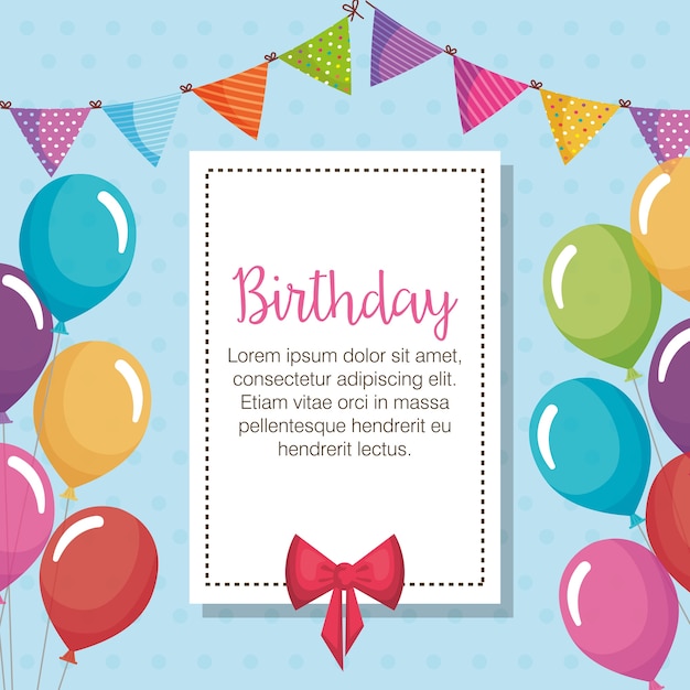 Vector feliz cumpleaños globos aire celebración tarjeta