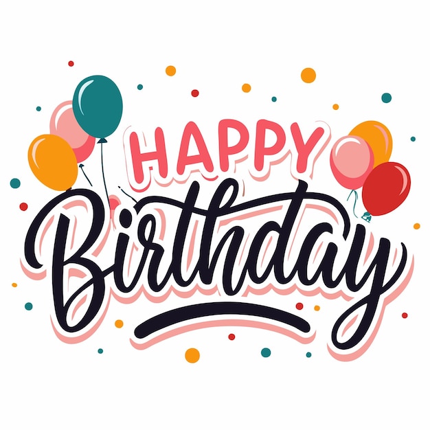 Feliz cumpleaños con globos de colores y confeti