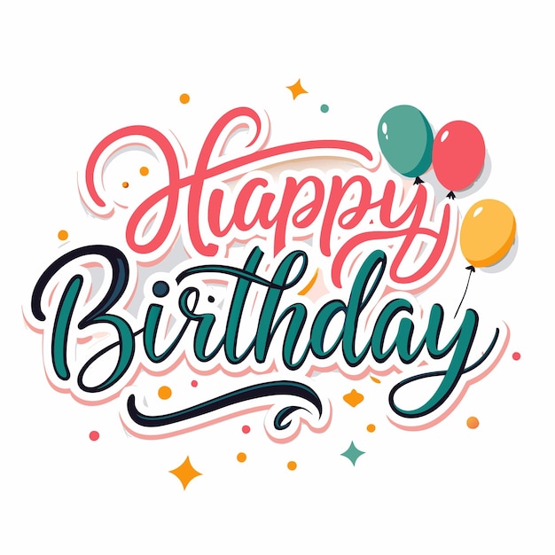 Feliz cumpleaños con globos y confeti