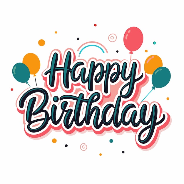 Feliz cumpleaños con globos y confeti