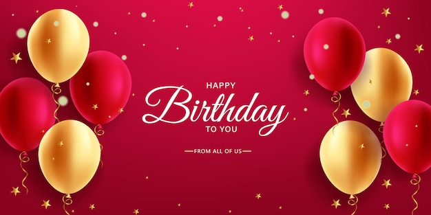 Feliz cumpleaños globos diseño de fondo vectorial feliz cumpleaños a usted texto con globos